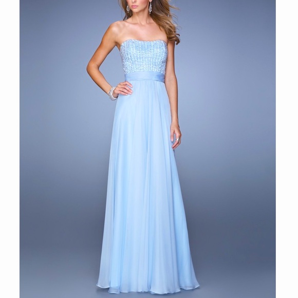 La Femme Strapless Pale Blue Dress, Size 2 - Picture 1 of 3